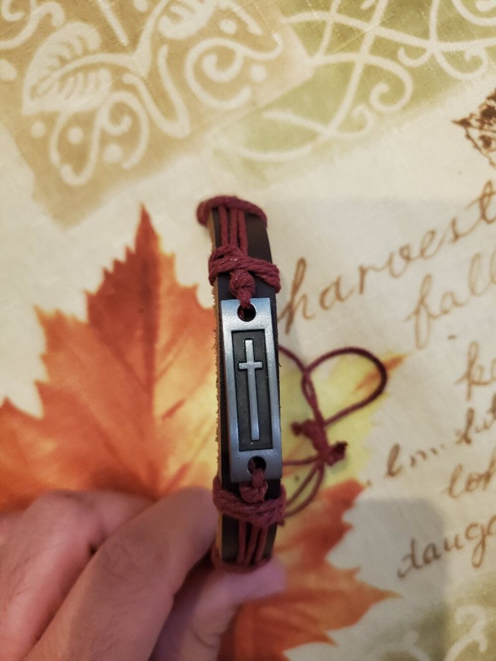 Leather Cross Bracelet